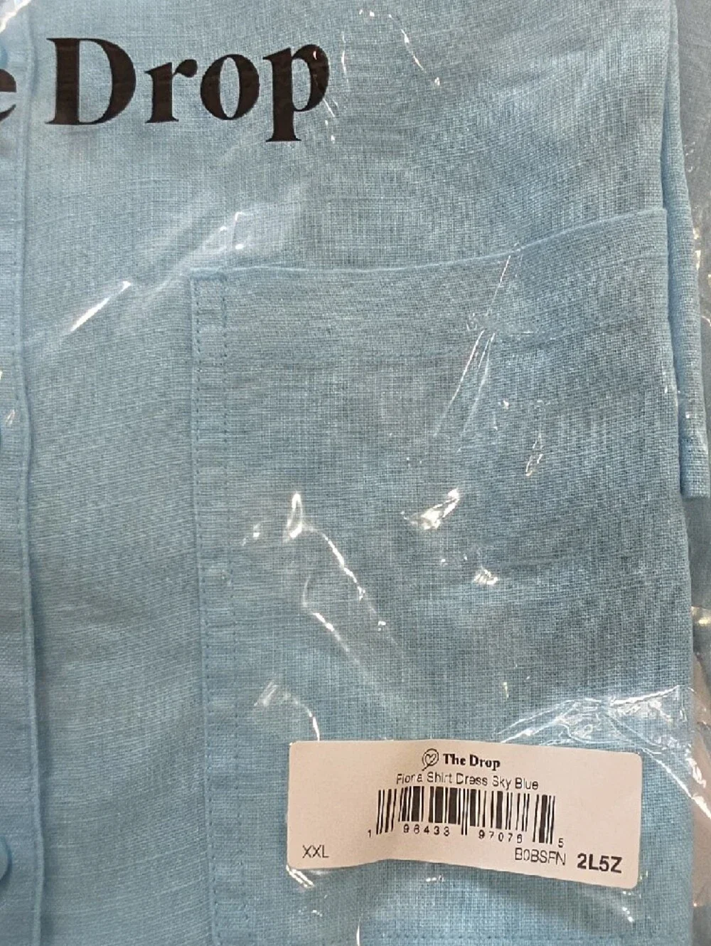 Light Aqua Button-Front Linen Shirt Dress - Picture 3 of 4